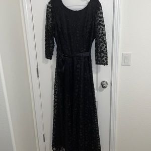 Tahari Floral Appliqué Gown